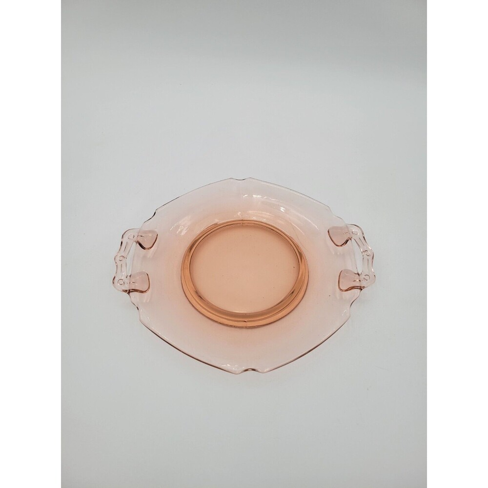 Vintage L.E. Smith Mt. Pleasant Pink Handled Plate 7"‎ Depression Glass